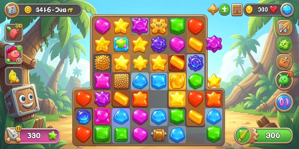 Menampilkan gameplay seru dan penuh warna dari game Match-3.