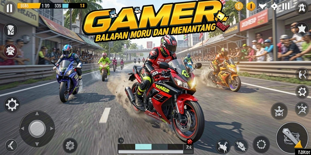 Tampilan gameplay seru dari balapan motor di GAMERP.