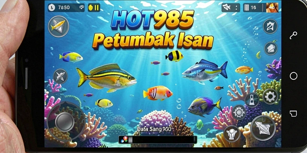 Screenshot gameplay HOT985 yang seru dan penuh aksi menembak ikan.