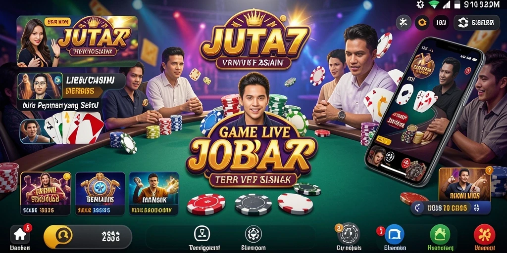 Screenshot JUTA7 menampilkan gameplay Live Casino dengan dealer profesional.