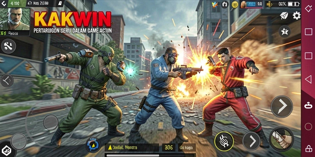 Tampilan gameplay KAKWIN yang penuh aksi dan pertarungan seru.