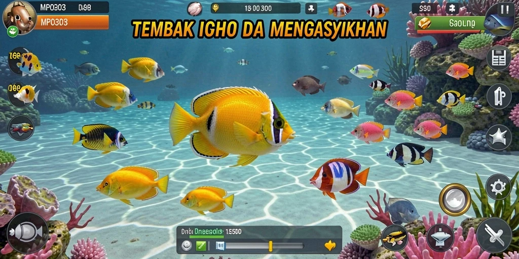 Tampilan gameplay MPO303 dengan aksi tembak ikan yang seru.