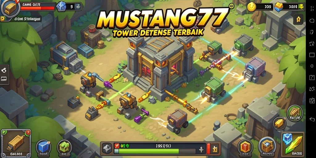 Tampilan gameplay menarik dari MUSTANG77 dalam genre Tower Defense.