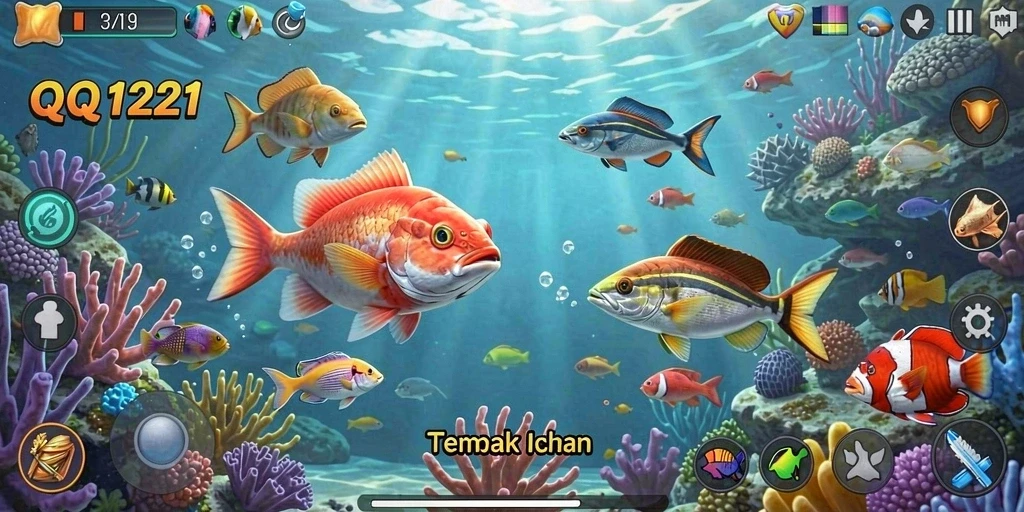 Tampilan gameplay Tembak Ikan yang mendebarkan di QQ1221.