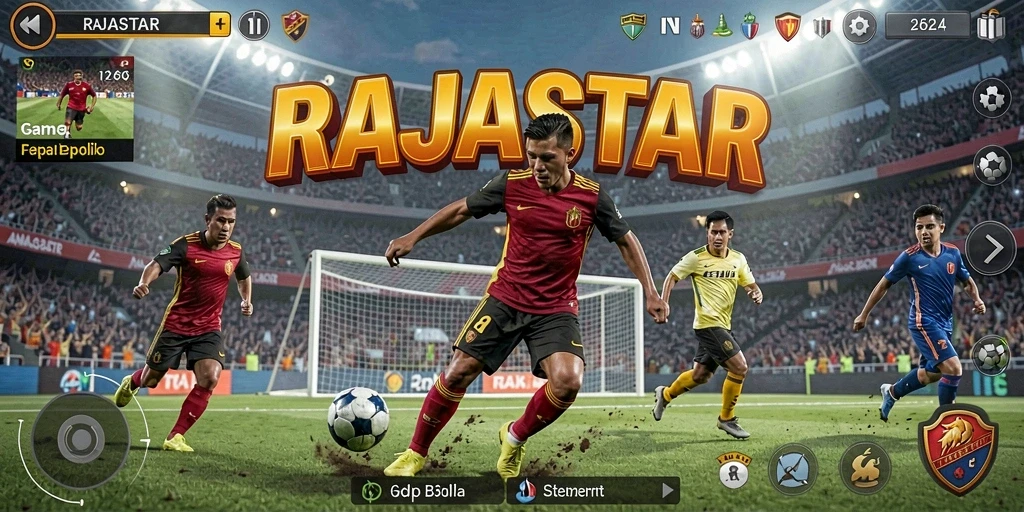 Tampilan menarik dari gameplay sepak bola di RAJASTAR.