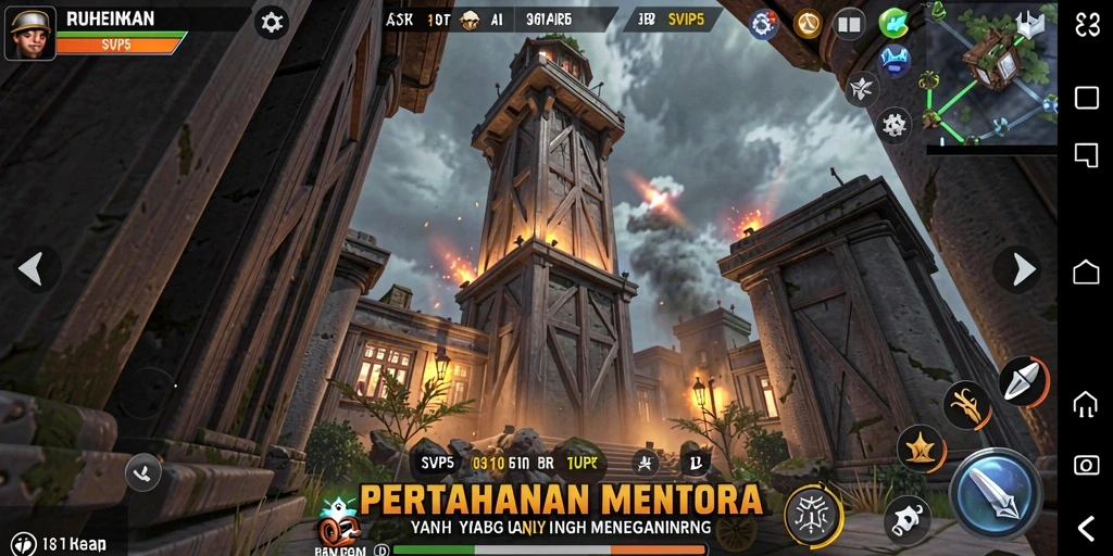 Gameplay menegangkan dalam SVIP5 Tower Defense.