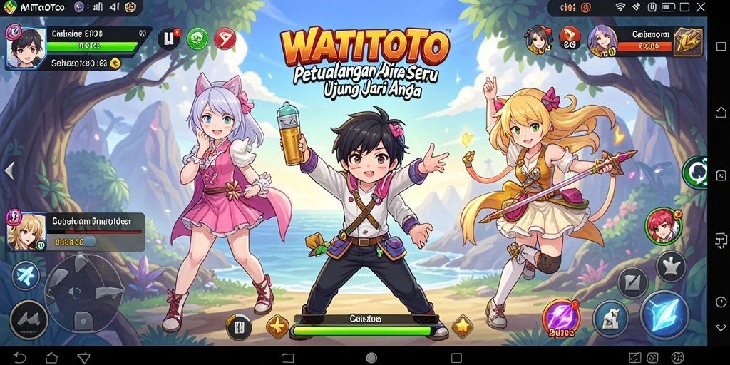 Tampilan gameplay seru di <strong>WATITOTO</strong> saat beraksi dengan karakter Anime.