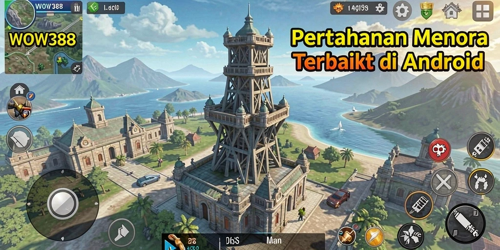 Screenshot menunjukkan aksi gameplay menara pertahanan yang mendebarkan.